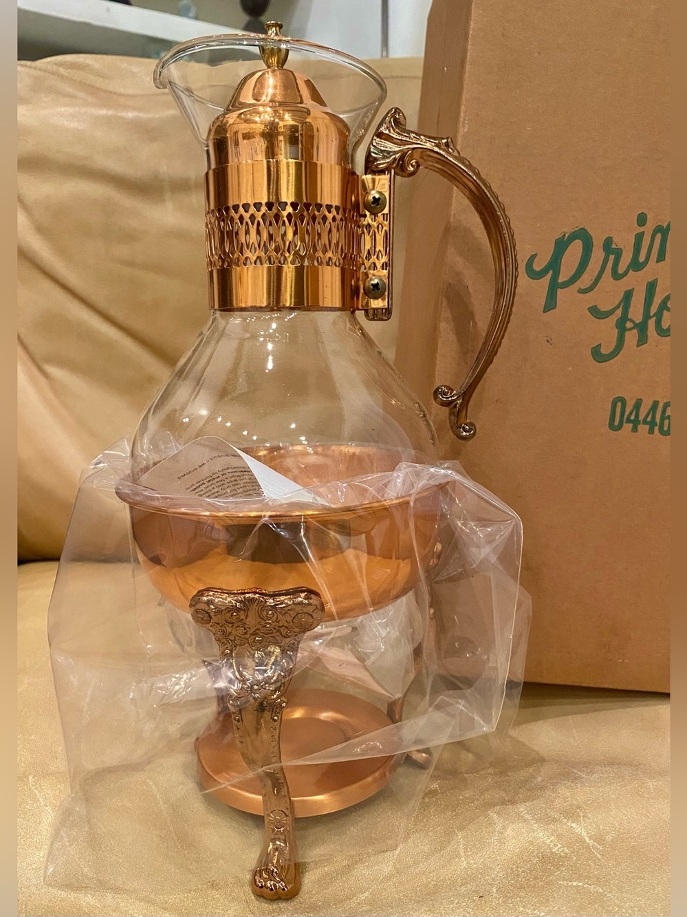 NEW Vintage Princess House Copper & Brass Coffee/Tea Carafe #446 ORIGINAL BOX
